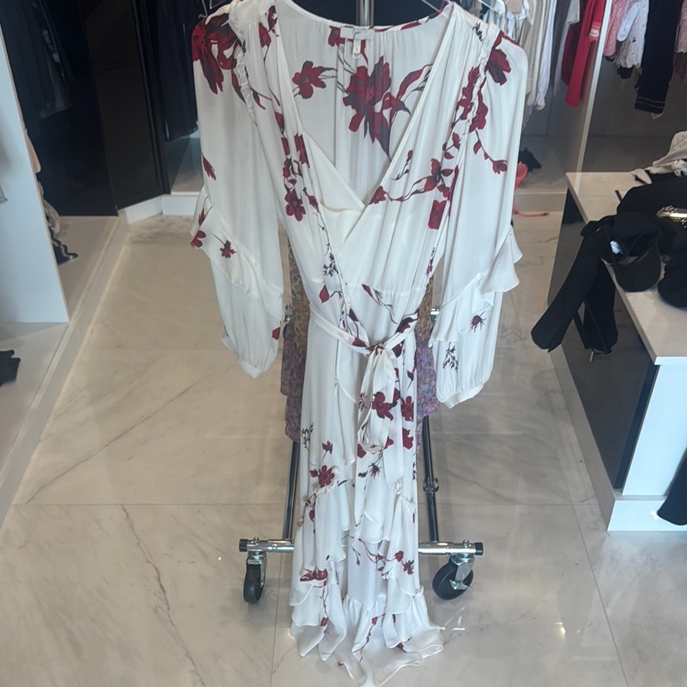Joie White and Red Long Sleeve Sundress